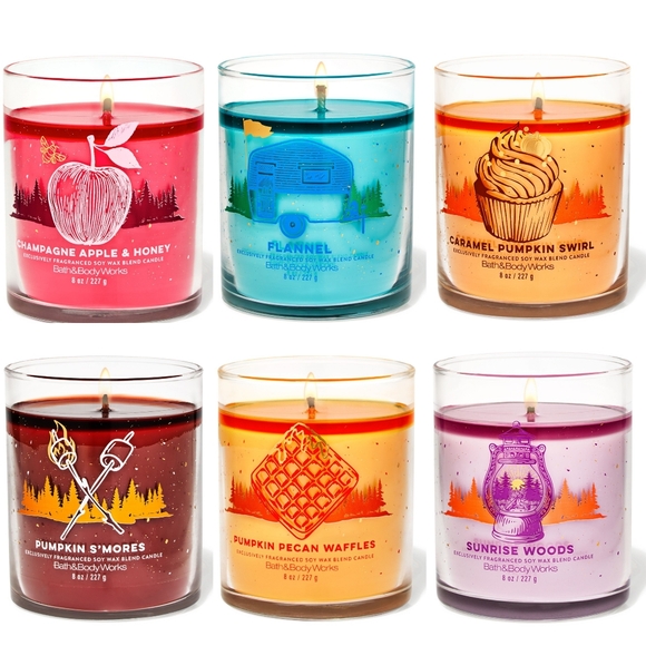 Bath Body Works Fall Scent Campfire Collection 6 Pc. Single Wick Candle Set NEW